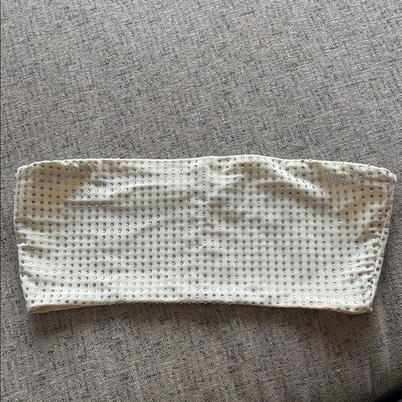 Weworewhat Crystal Bandeau Top | Ecru - Picture 4 of 6